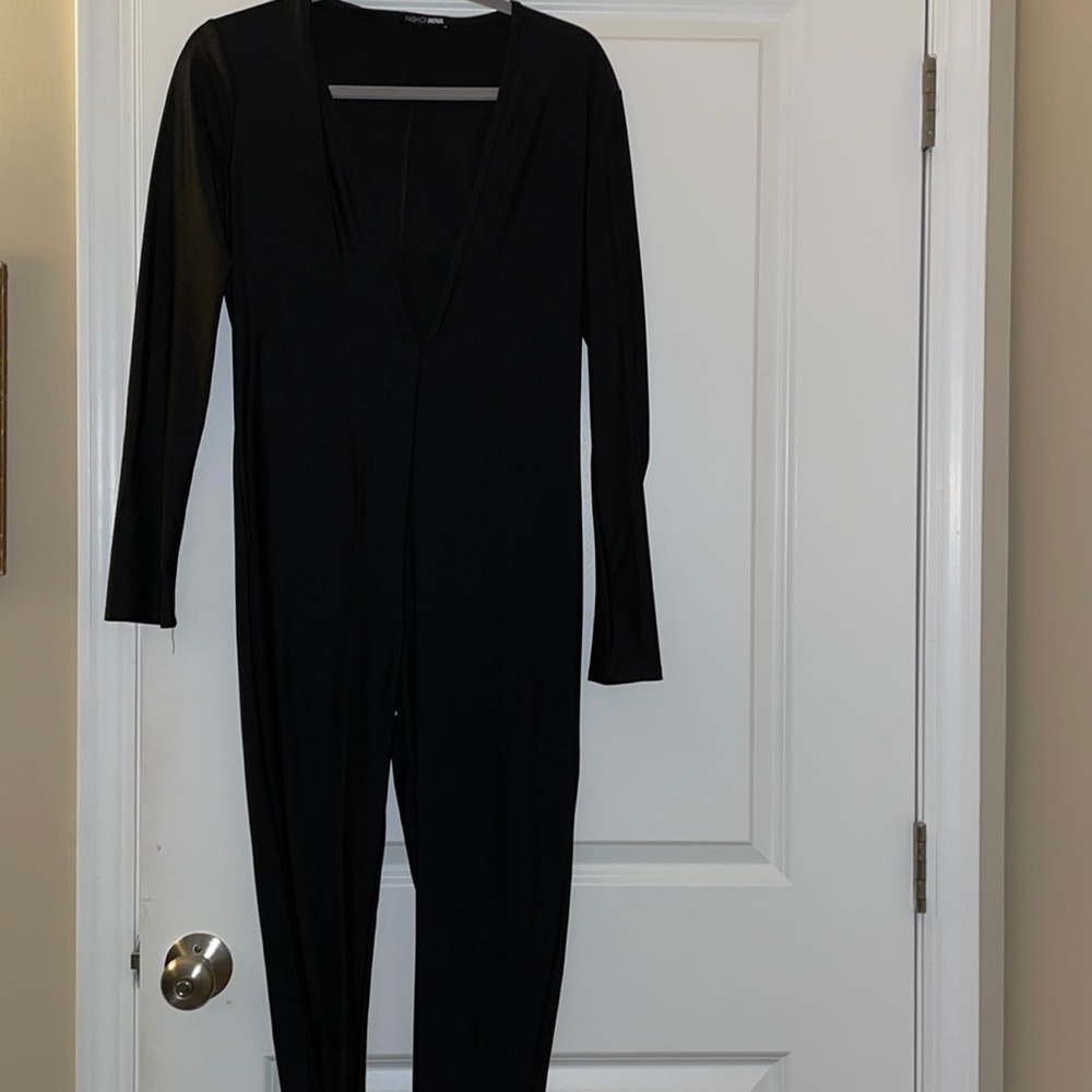 Black low cut catsuit